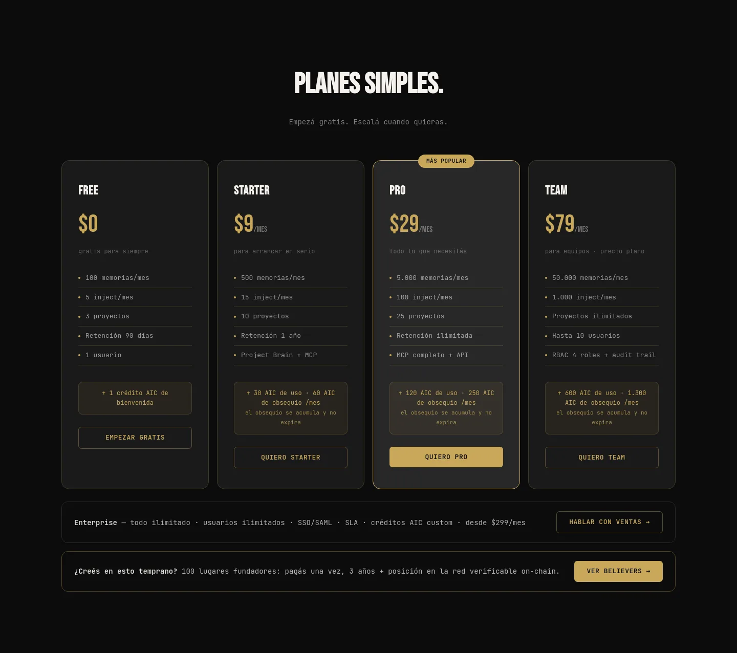 chainmemory.ai — Pricing