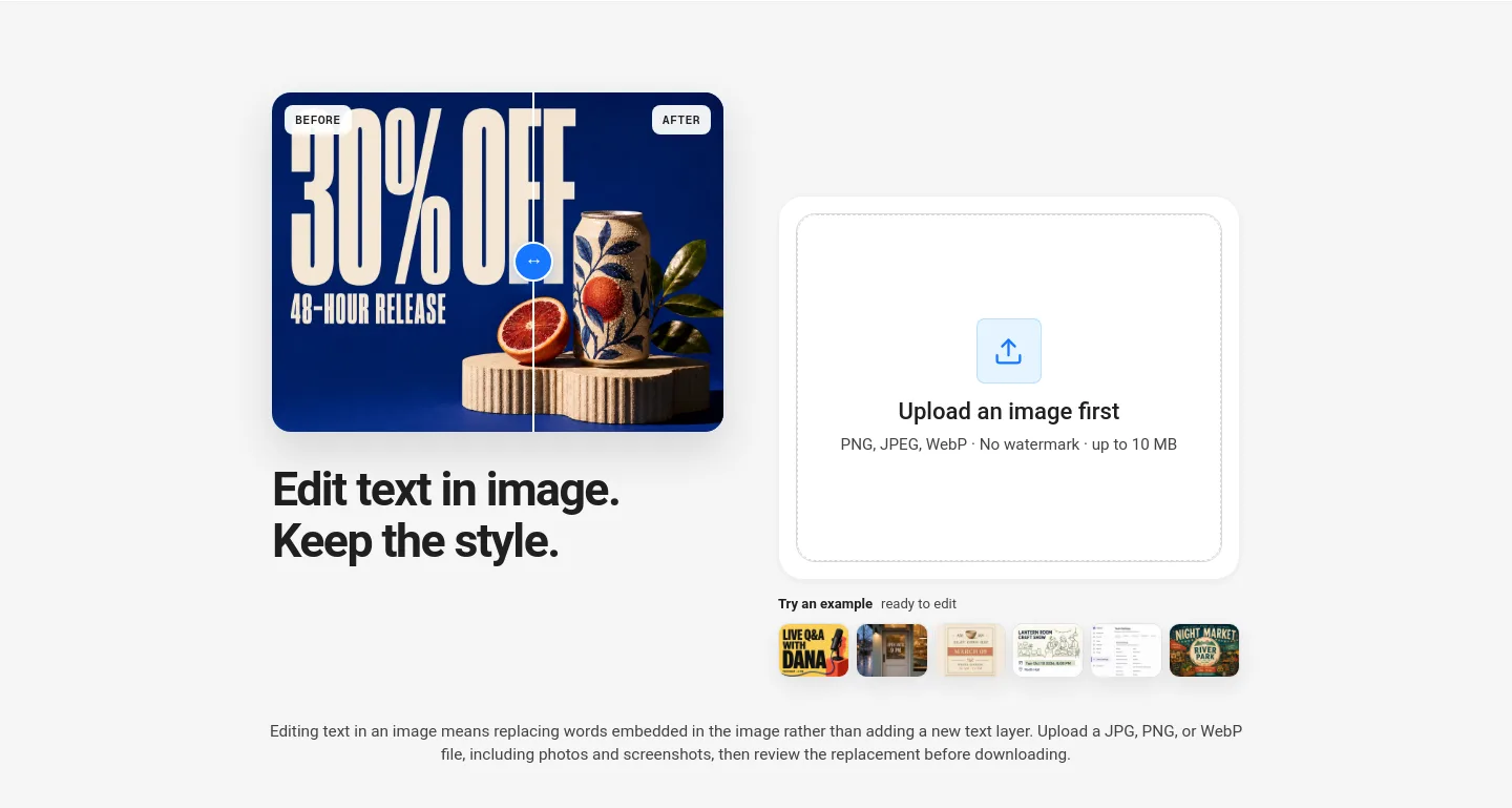 changetextimage.com — Hero