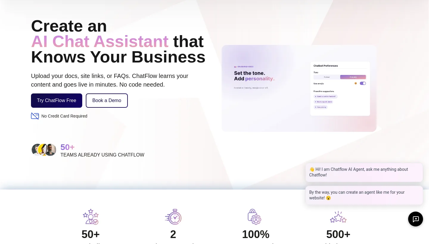 chatflow.co Hero section