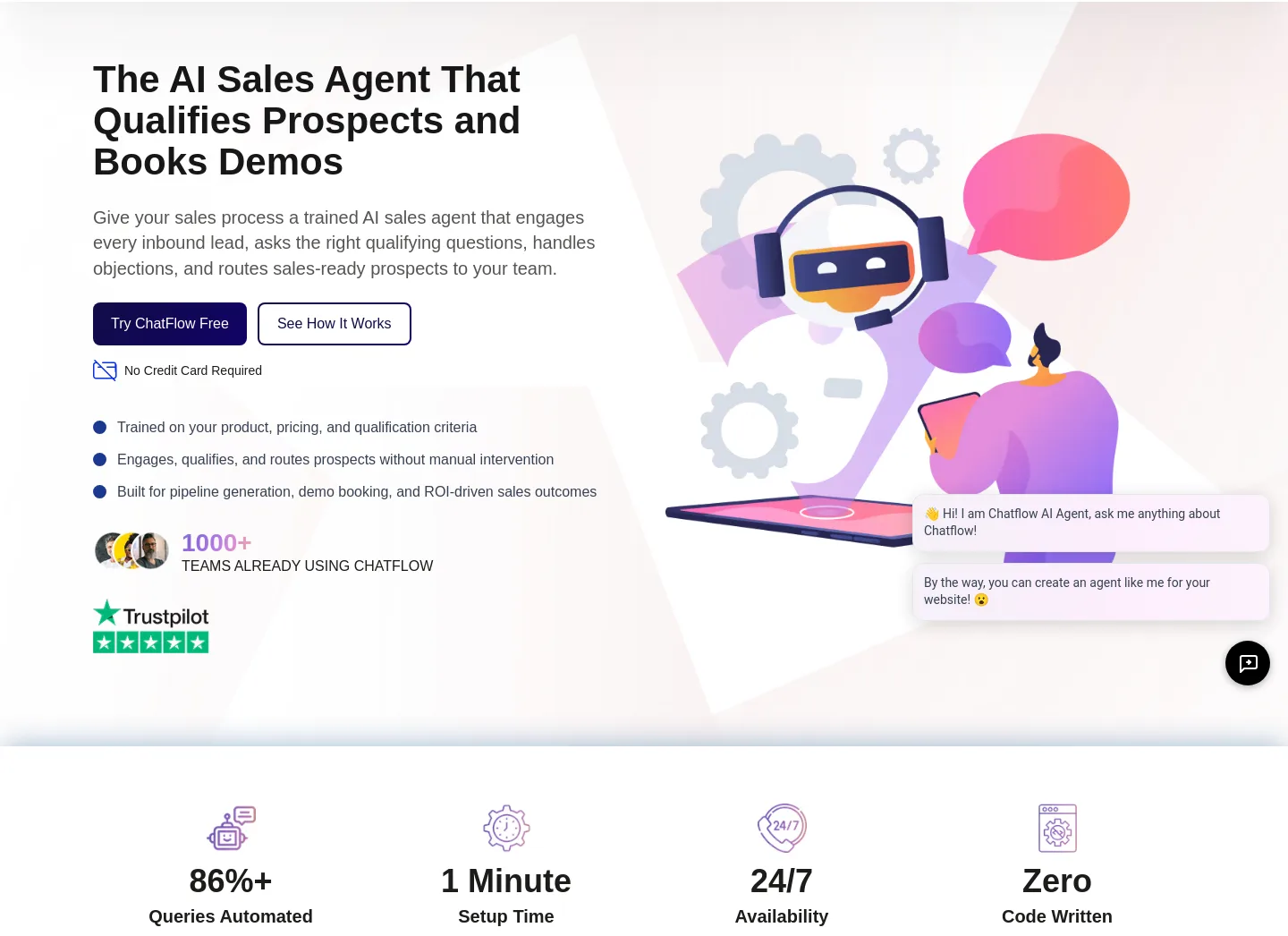 chatflow.co Hero section