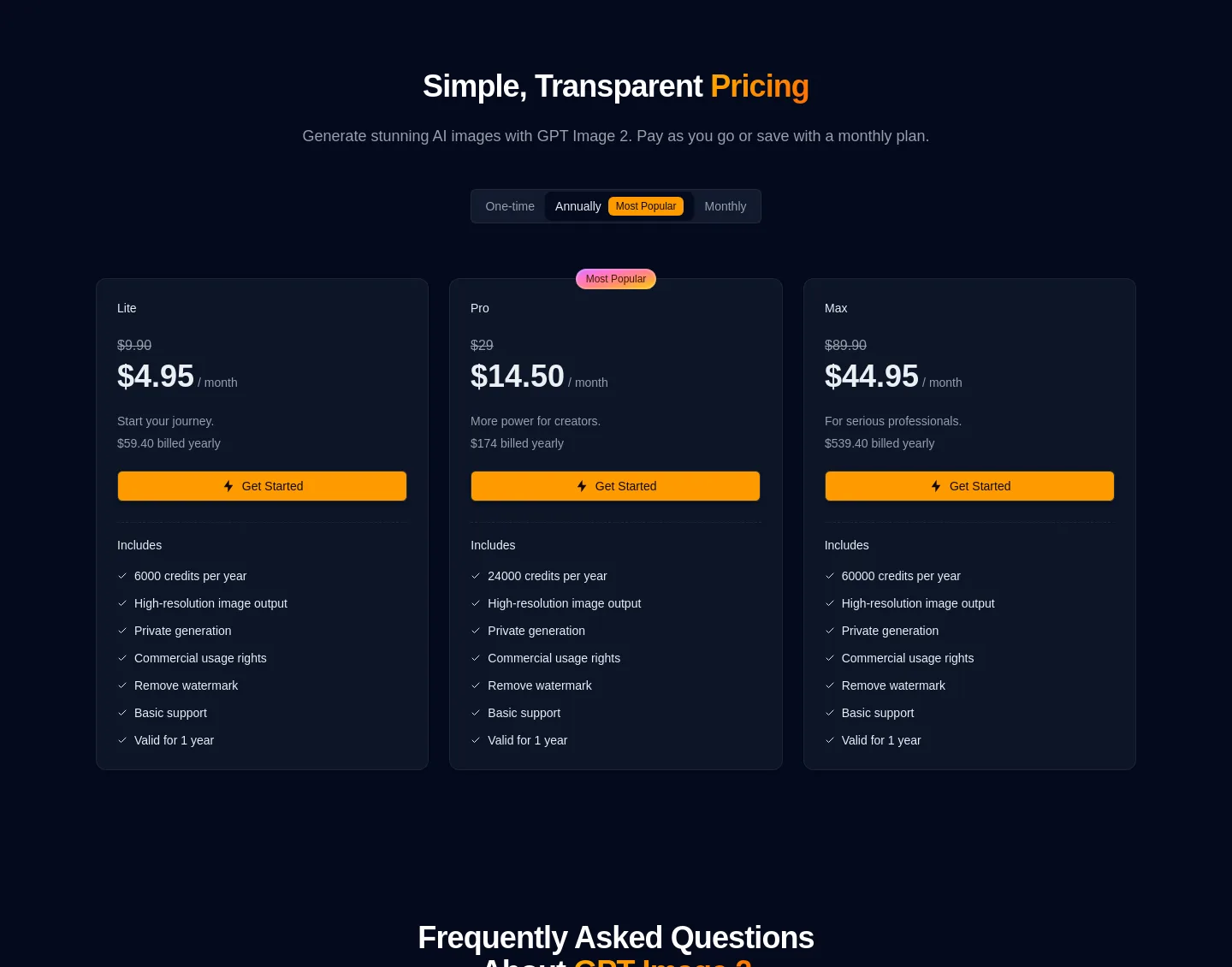 chatgptimage2.ai — Pricing