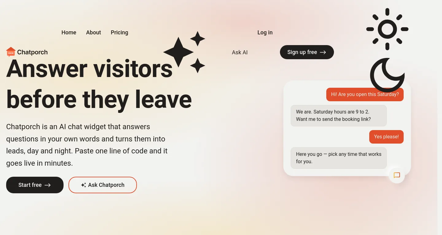 chatporch.com Hero section