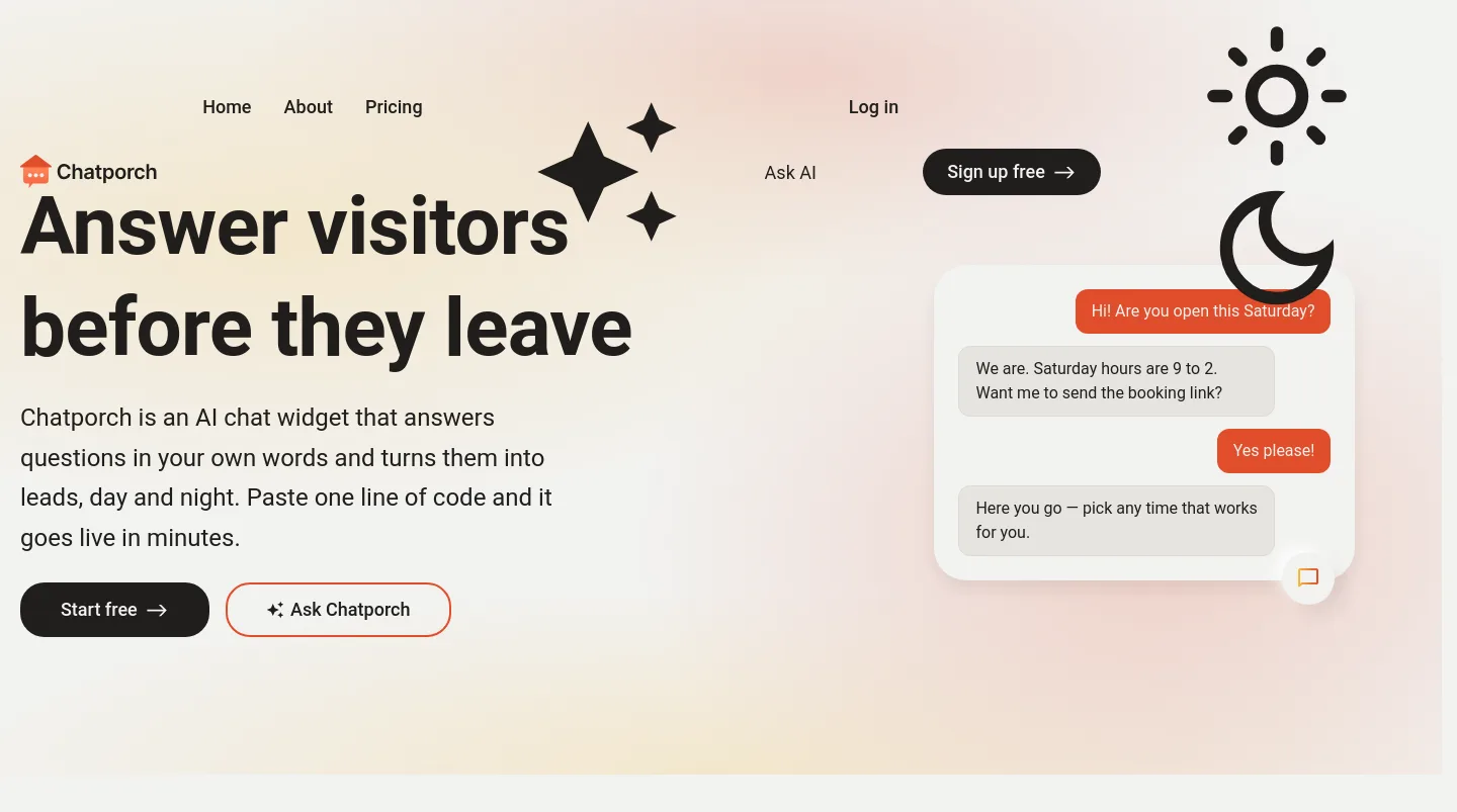 chatporch.com — a measured funnel