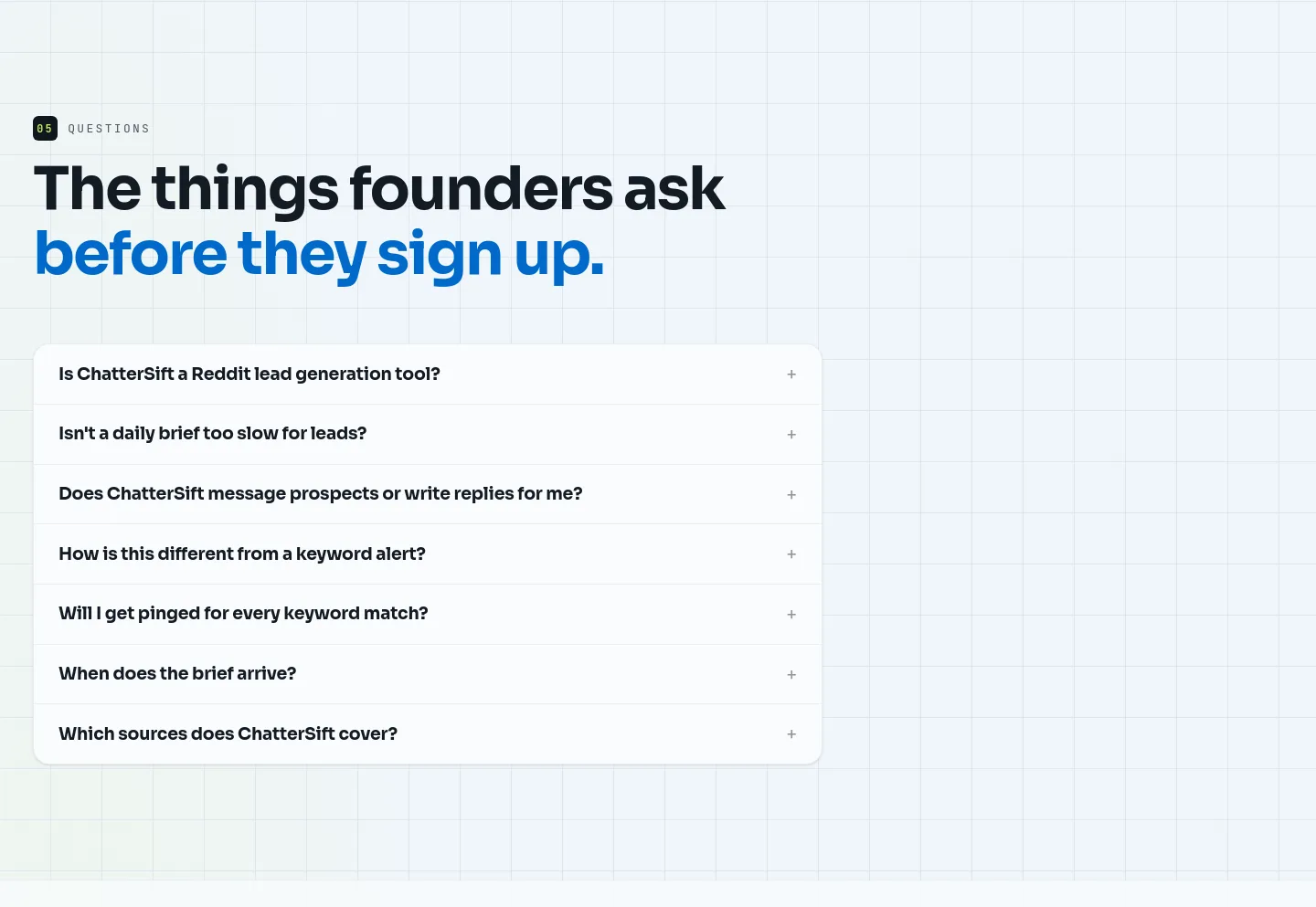chattersift.com FAQ section