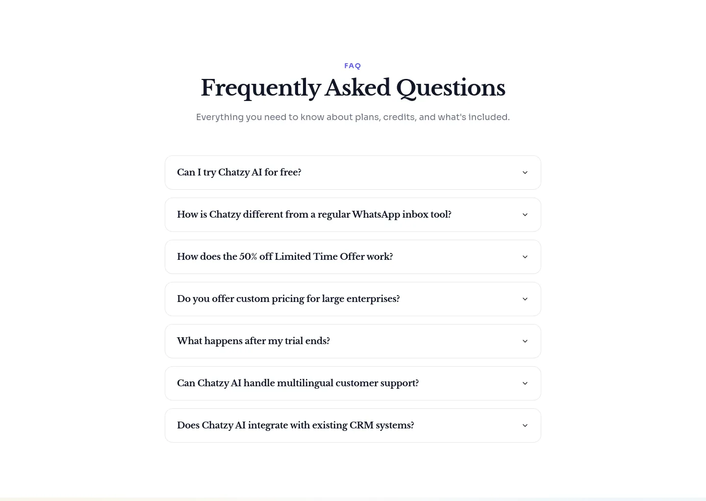 chatzy.ai FAQ section