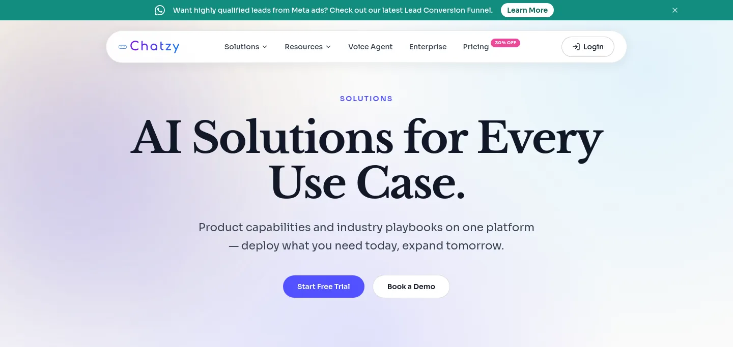 chatzy.ai — a real Hero section