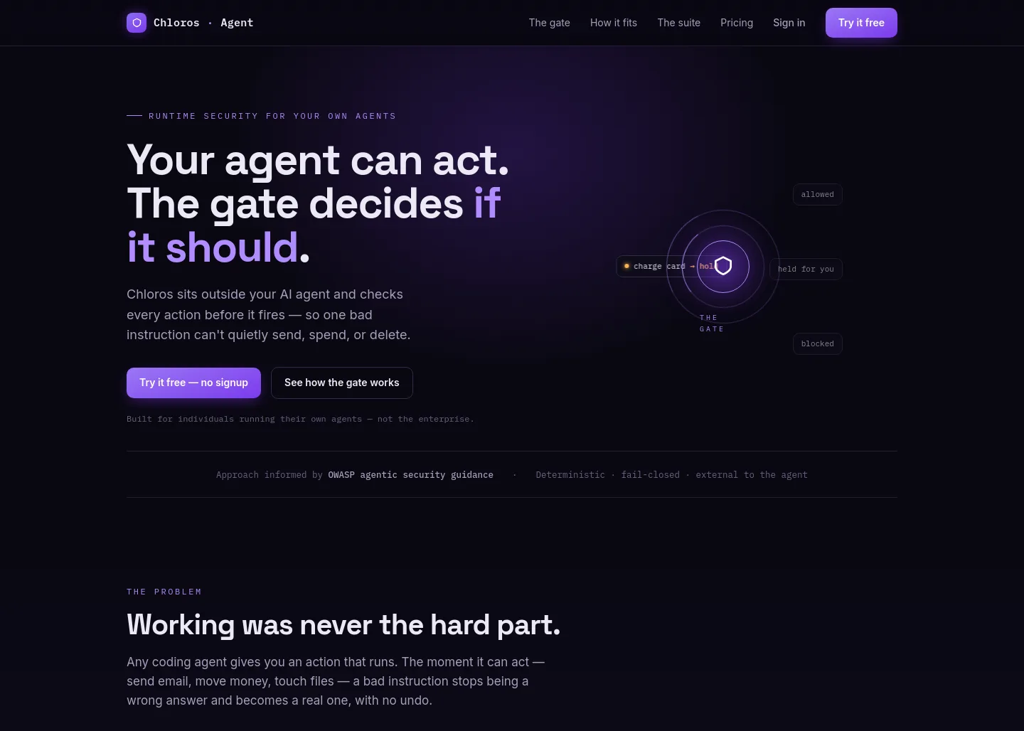 chloros.io — a real Hero + Pricing page