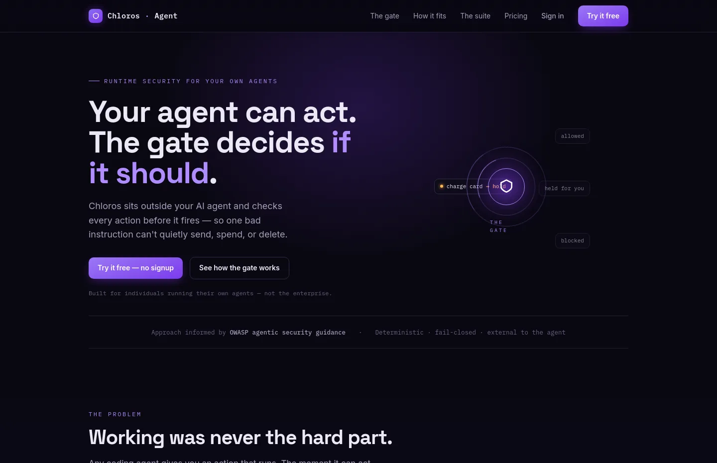 chloros.io — Hero + Pricing