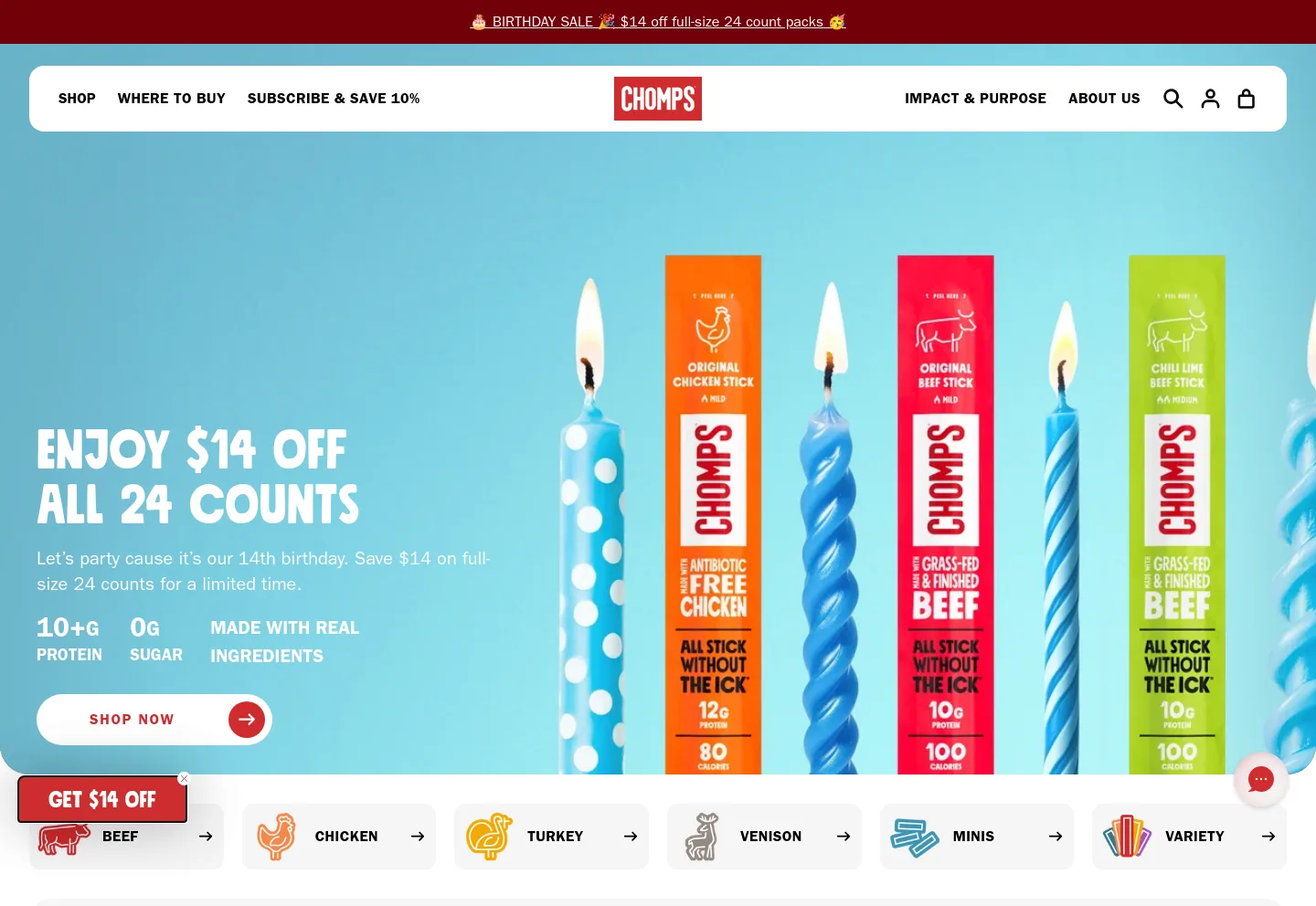 chomps.com — a measured funnel