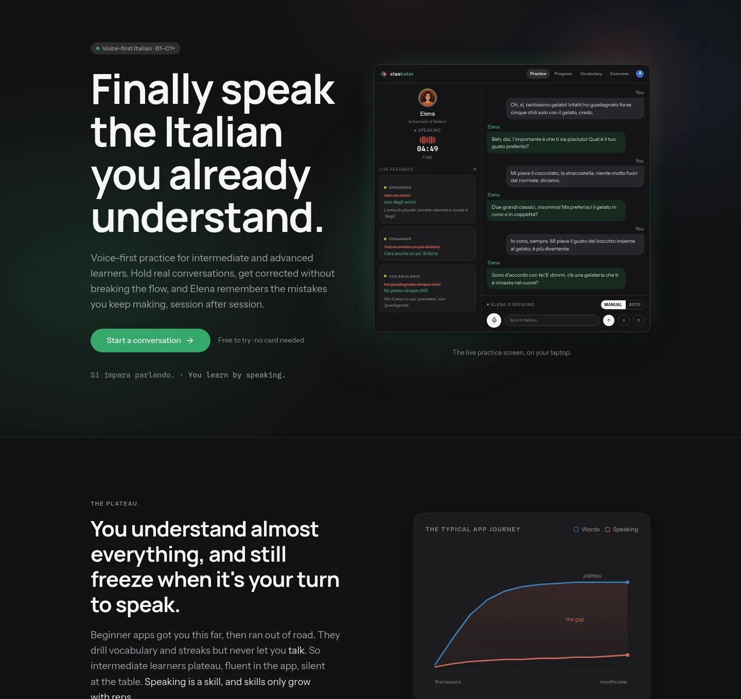 ciaotutor.com — a real Hero section