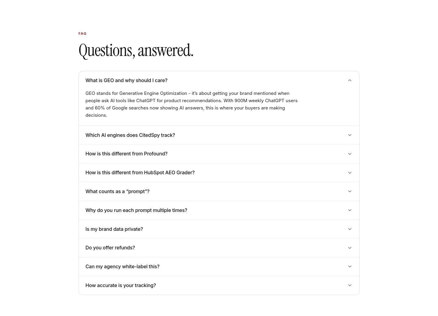 citedspy.com FAQ section