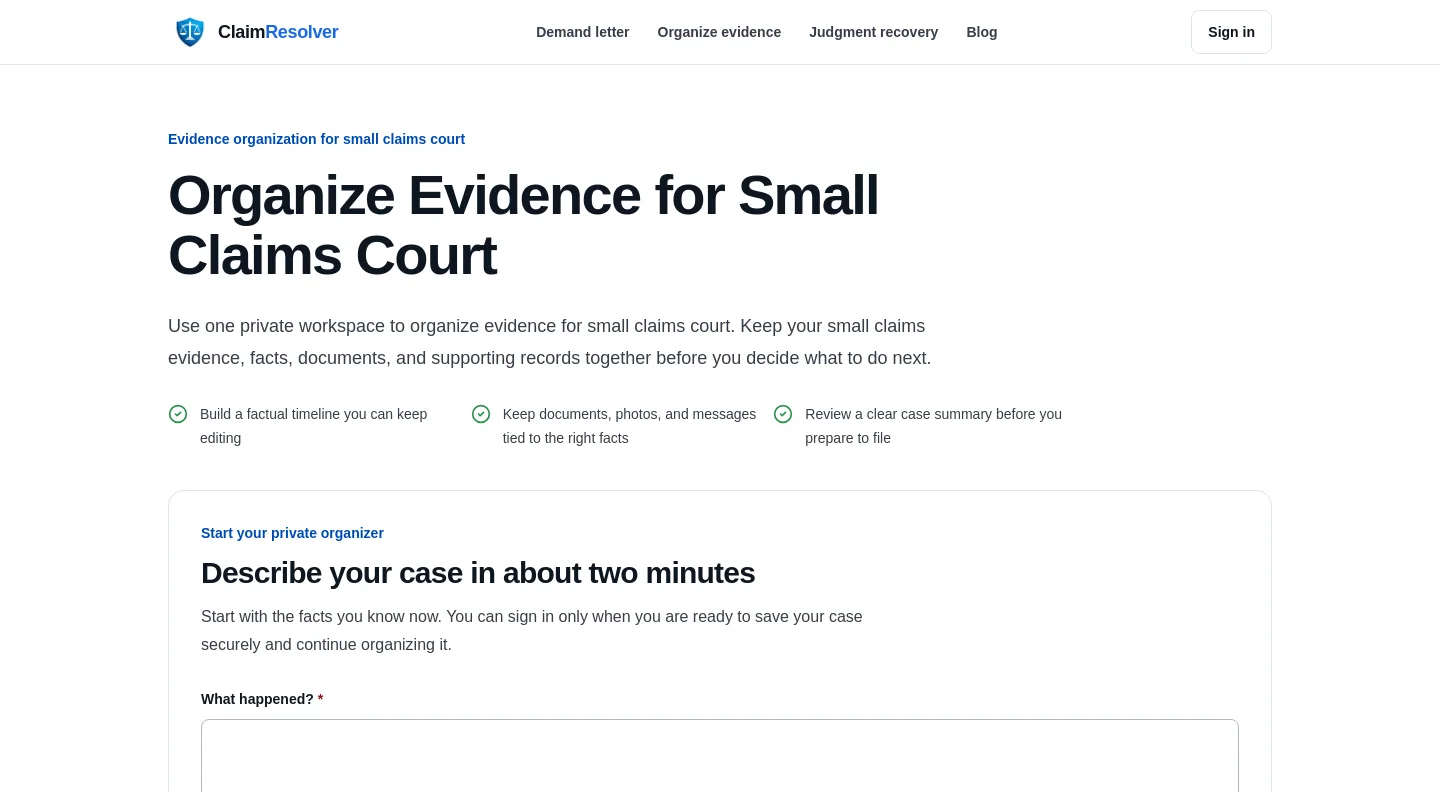 claimresolver.ai — a measured funnel