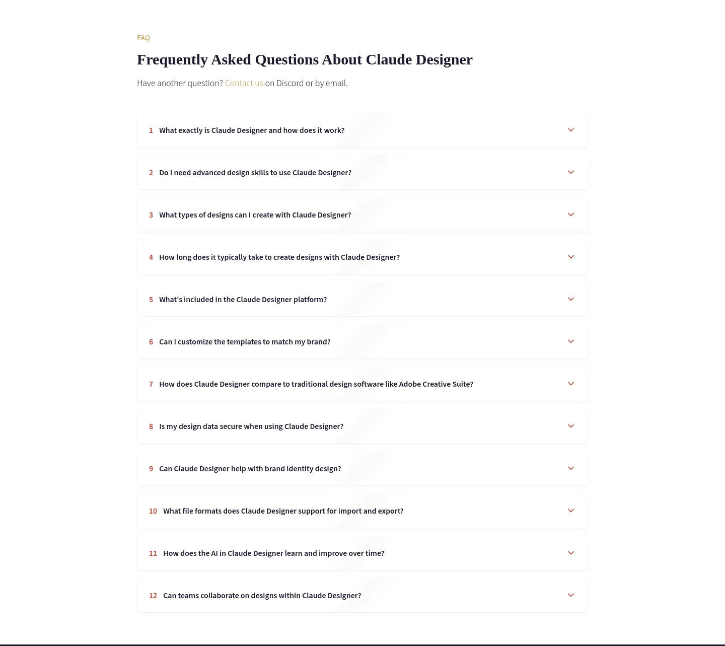 claudedesigner.com FAQ section
