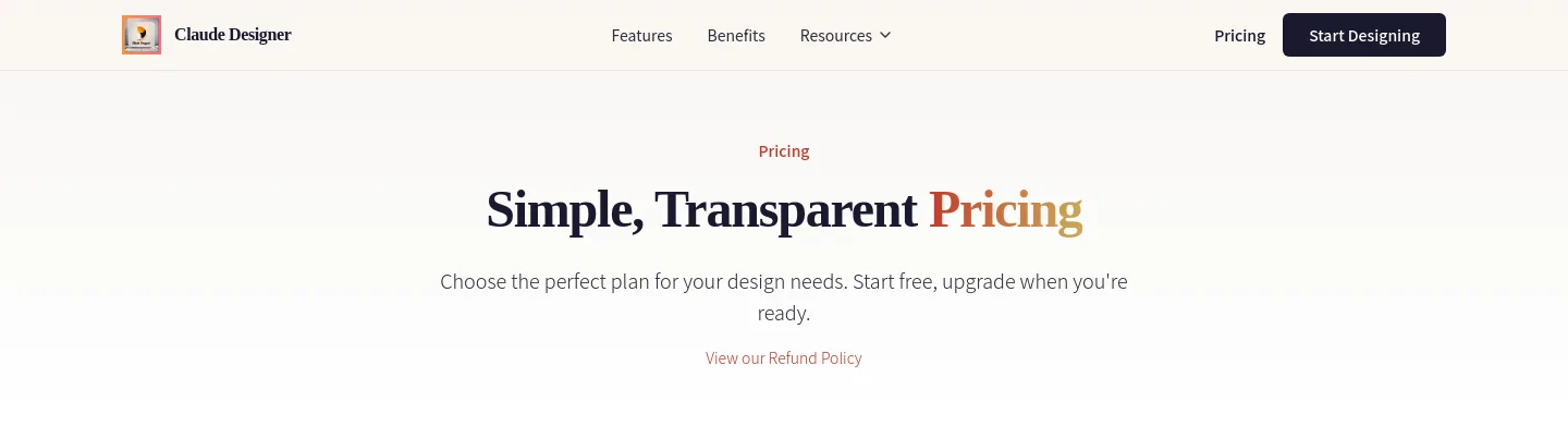 claudedesigner.com — a real Hero section