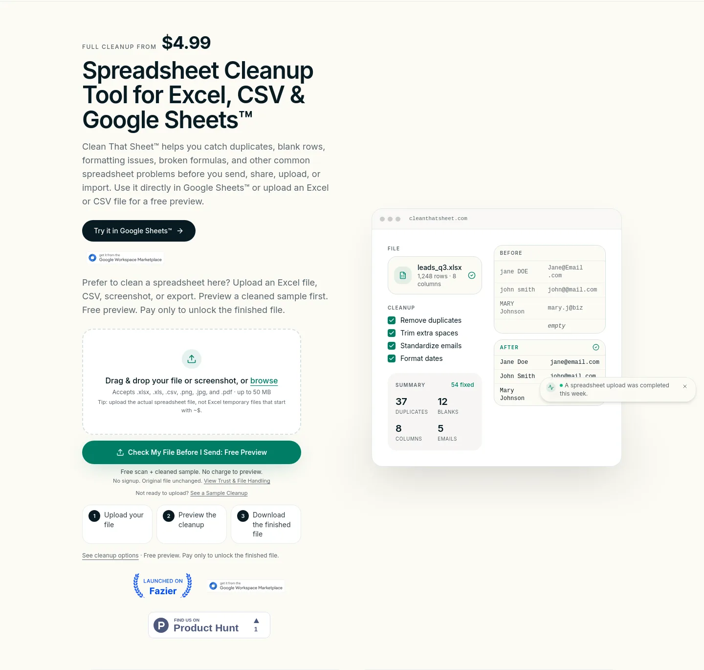 cleanthatsheet.com — Hero