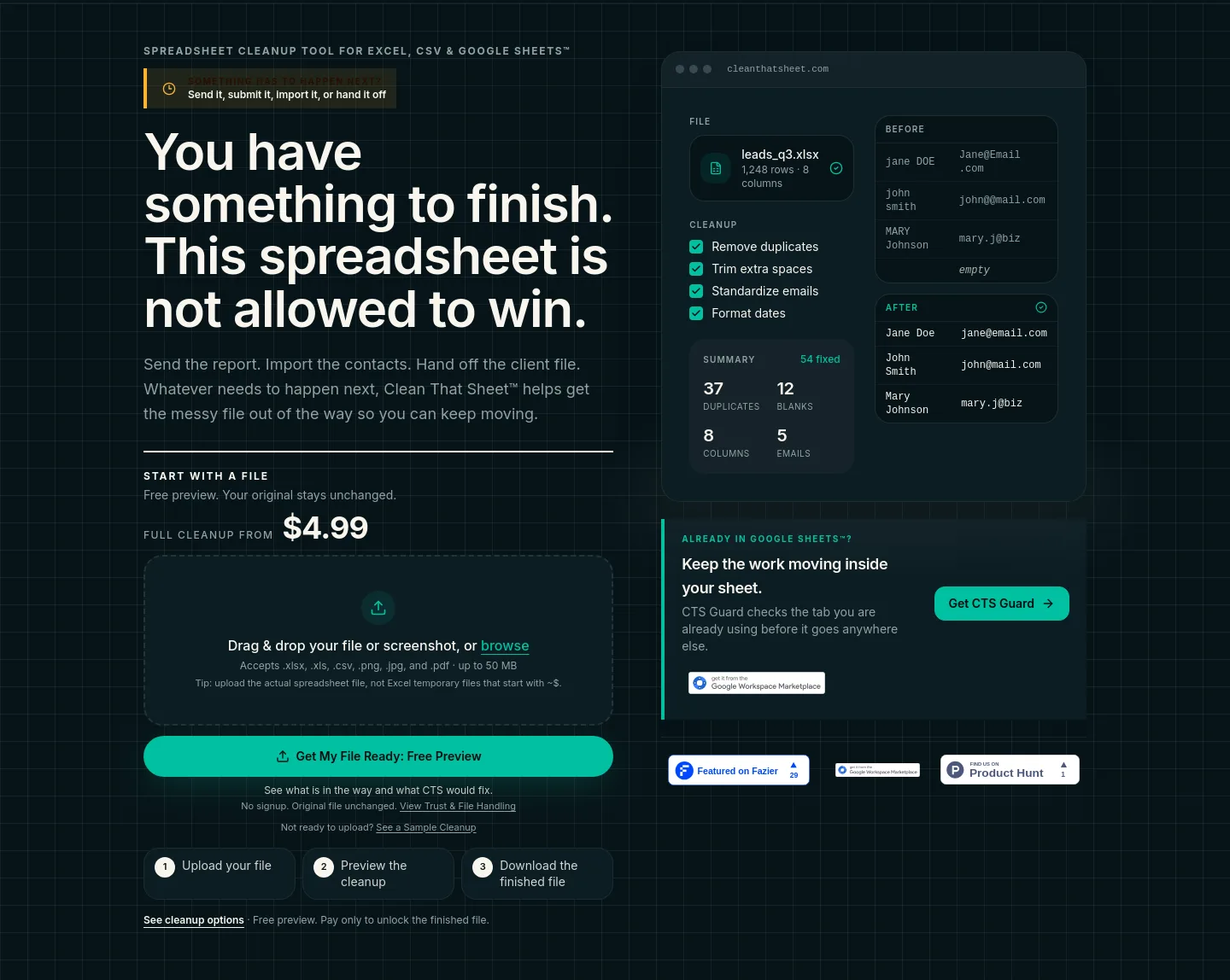 cleanthatsheet.com — Hero