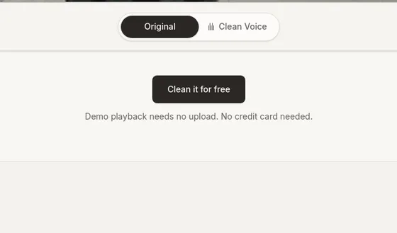 No credit card element from cleanvoice.app