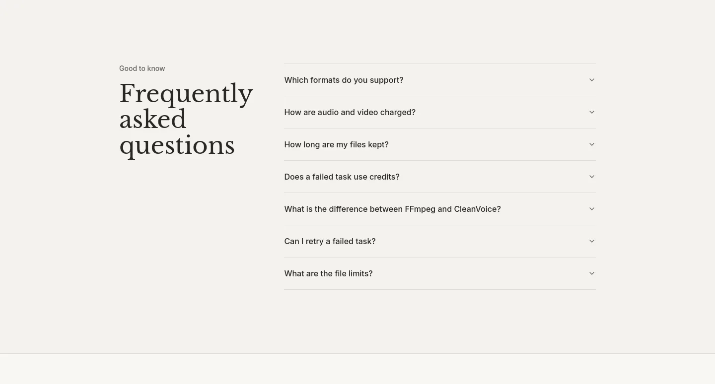 cleanvoice.app FAQ section
