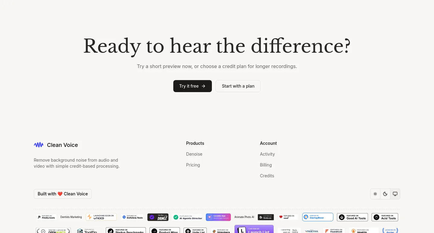 cleanvoice.app — a real CTA section