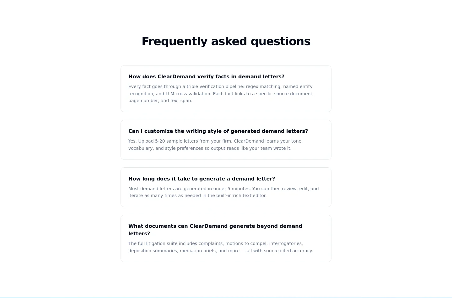 cleardemand.io FAQ section