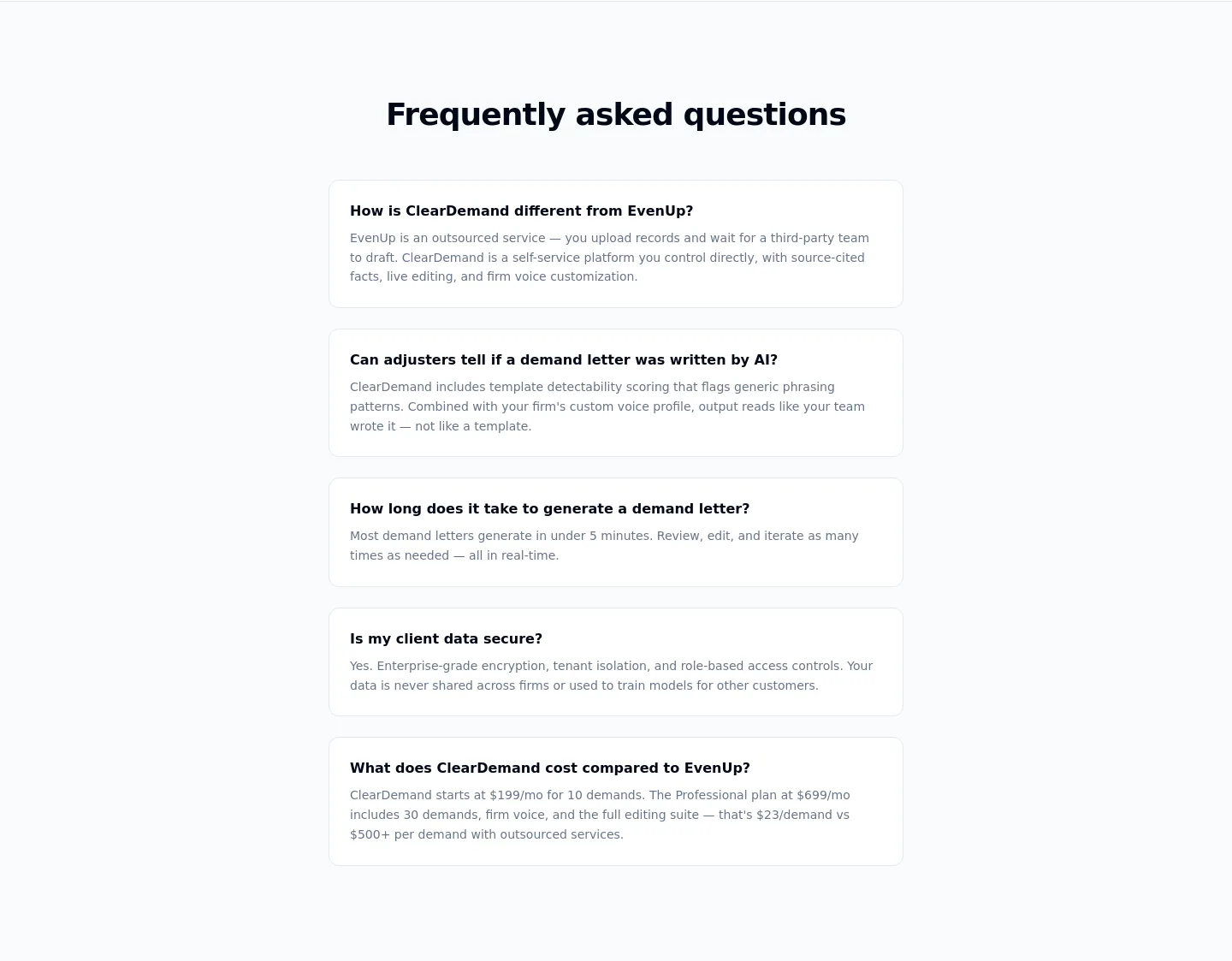 cleardemand.io FAQ section