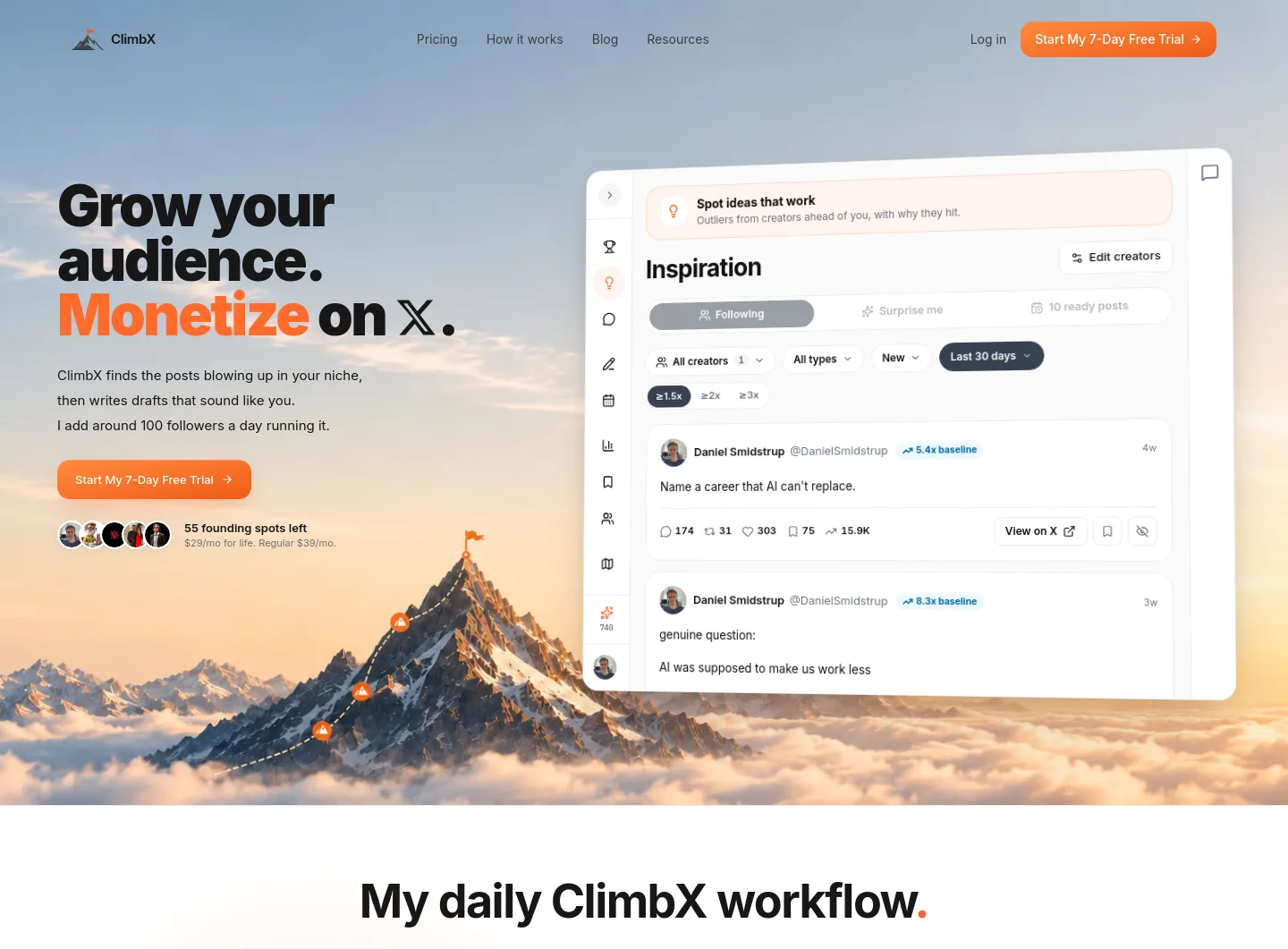 climbx.so Hero section