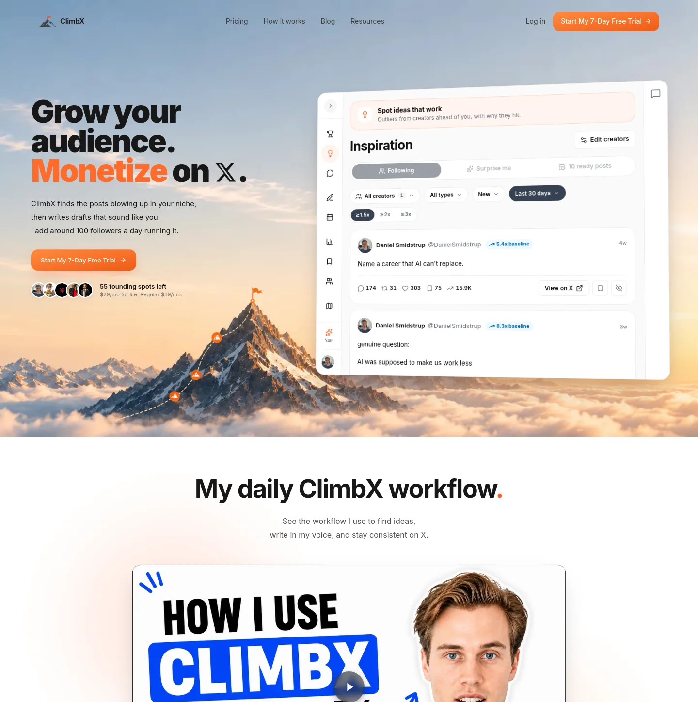 climbx.so — a measured funnel