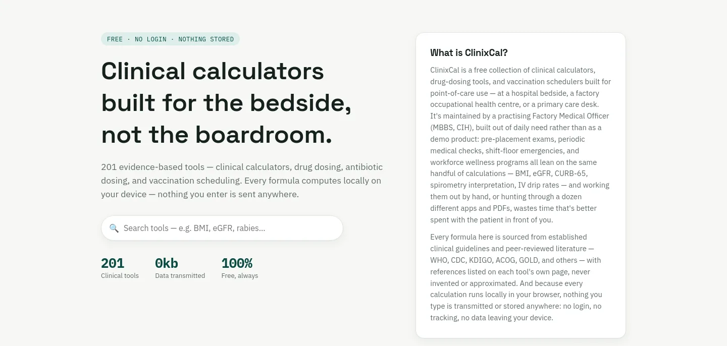clinixcal.com Hero section