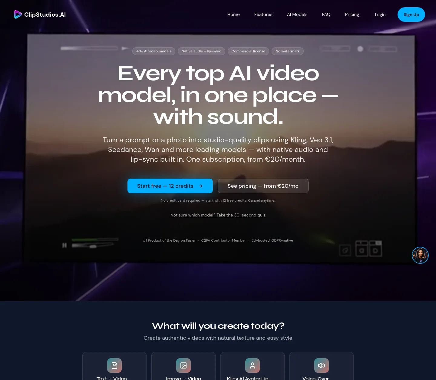 clipstudios.ai — a measured funnel