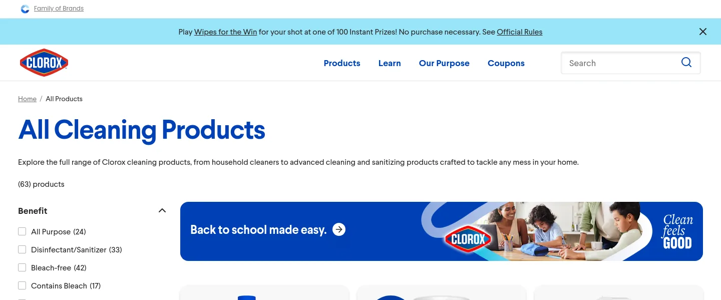 clorox.com — a measured funnel