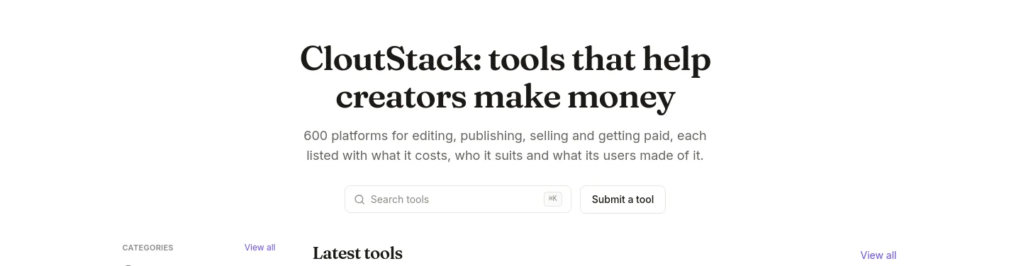 cloutstack.net Hero section