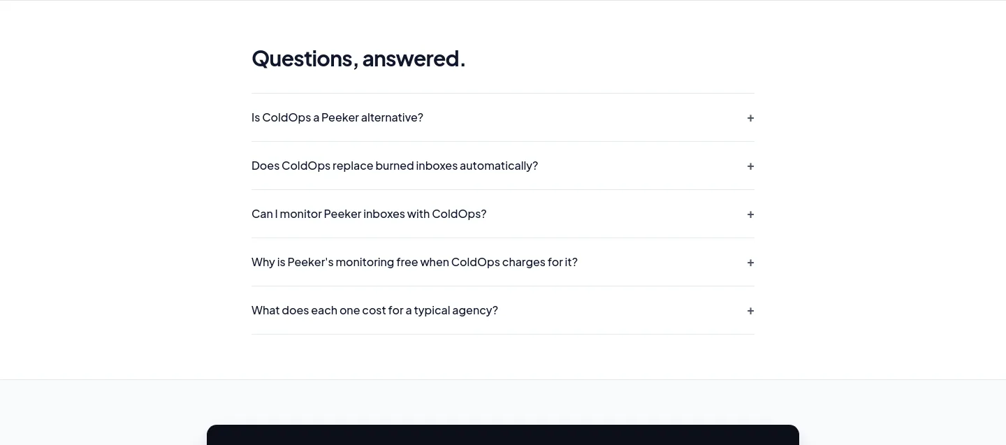 coldops.io FAQ section