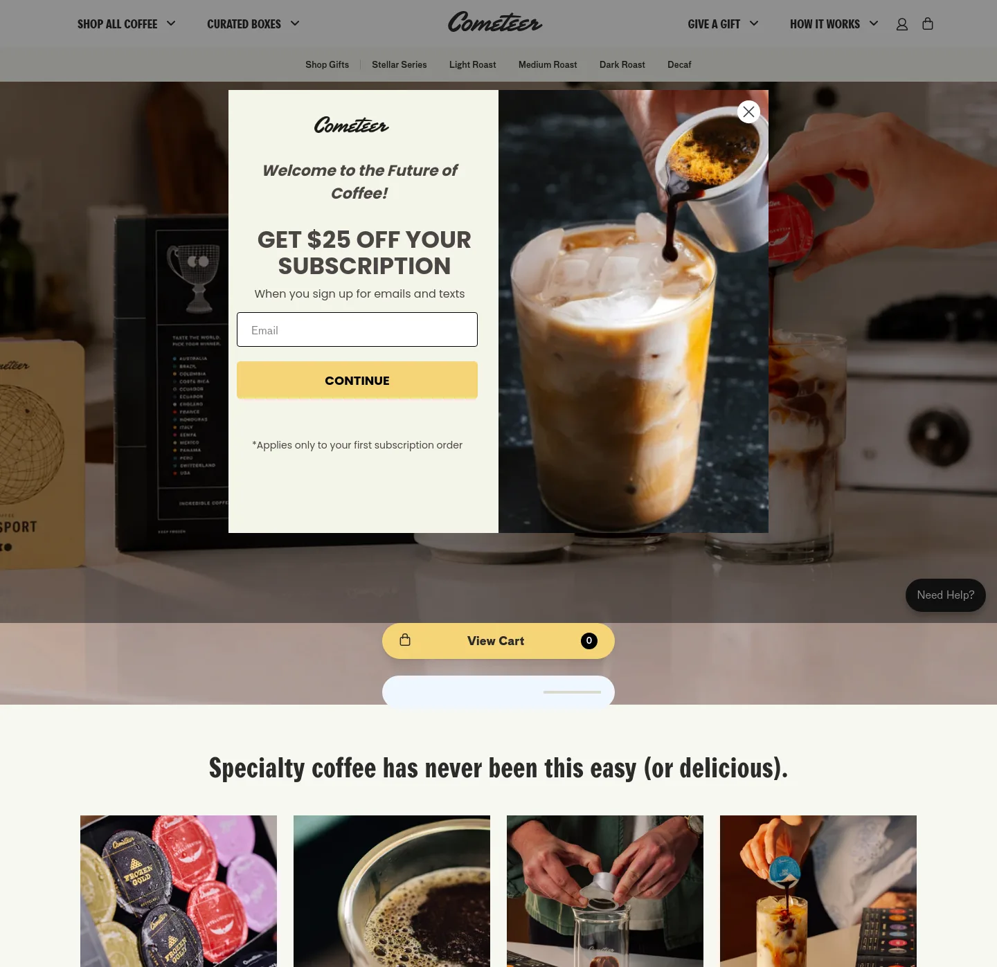 cometeer.com — a measured funnel