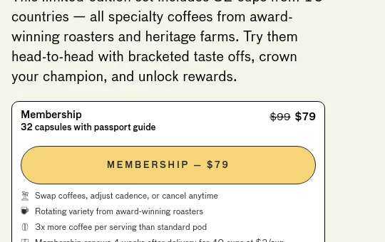 Price anchor element from cometeer.com