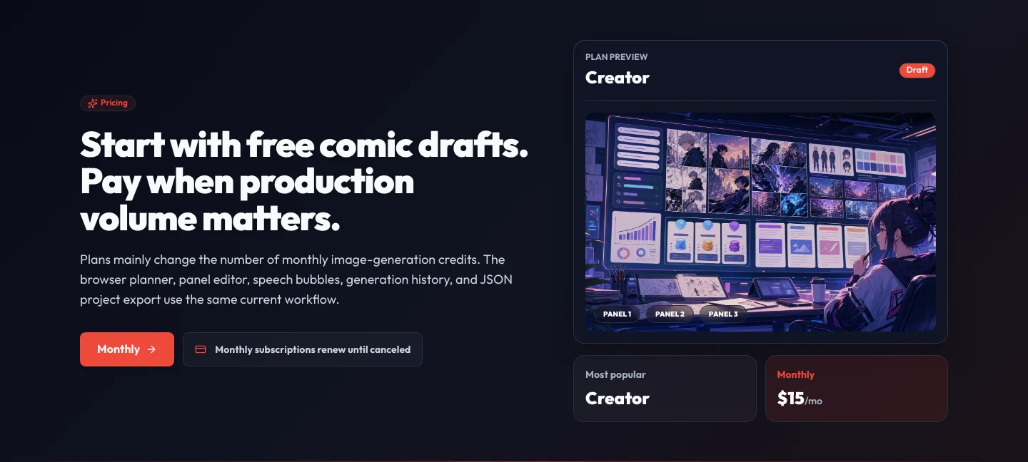comicsmaker.net Hero section