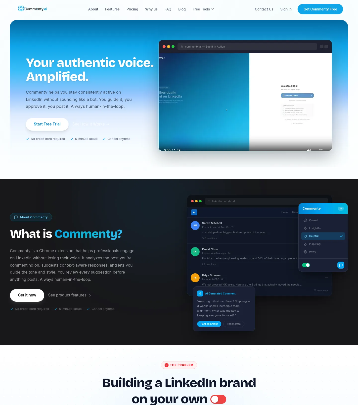 commenty.ai — a measured funnel