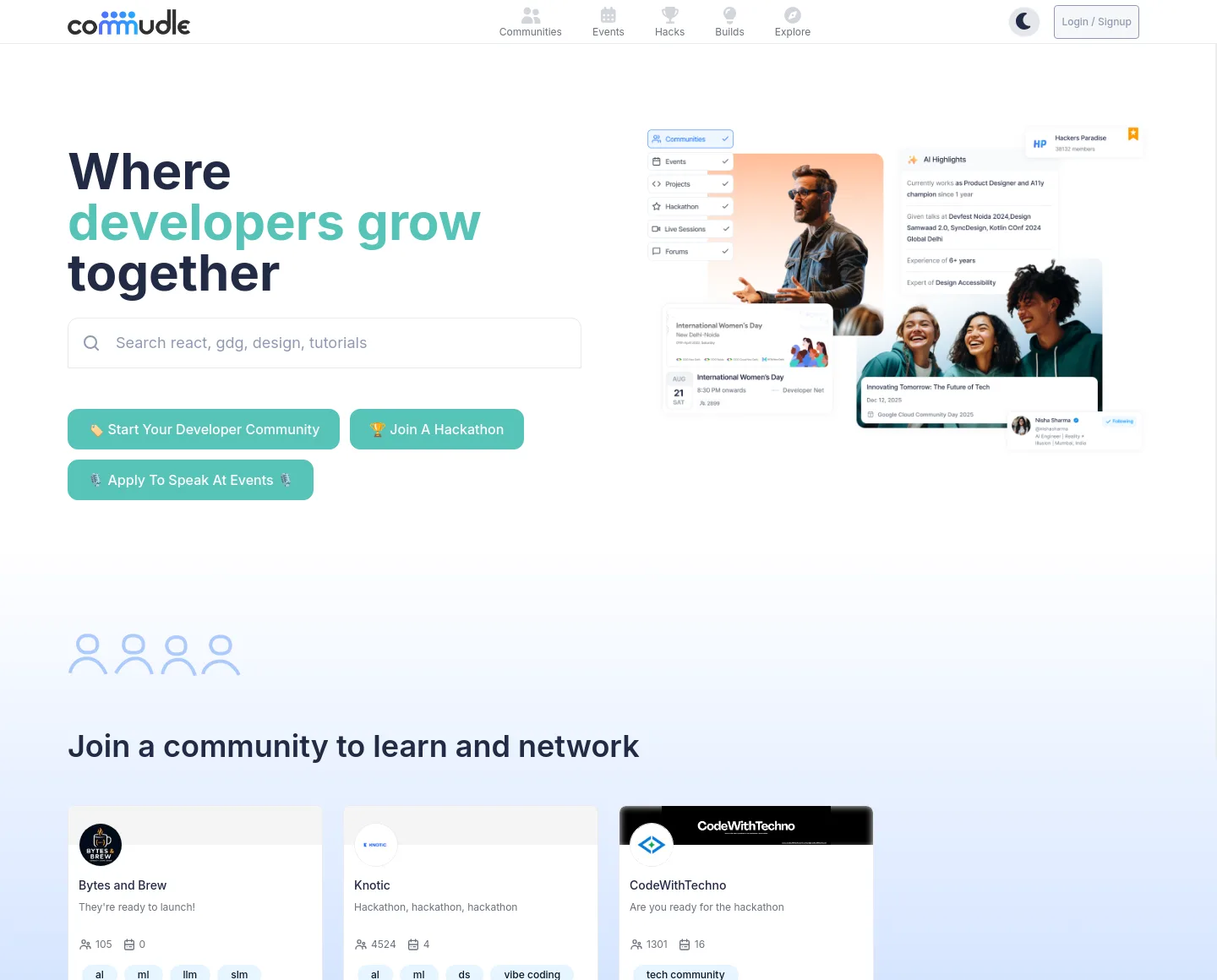 commudle.com — a measured funnel