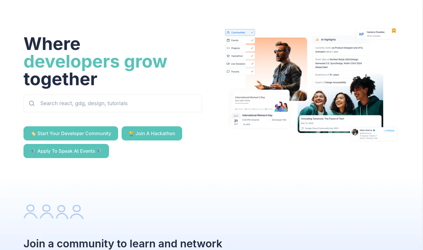 commudle.com Hero section