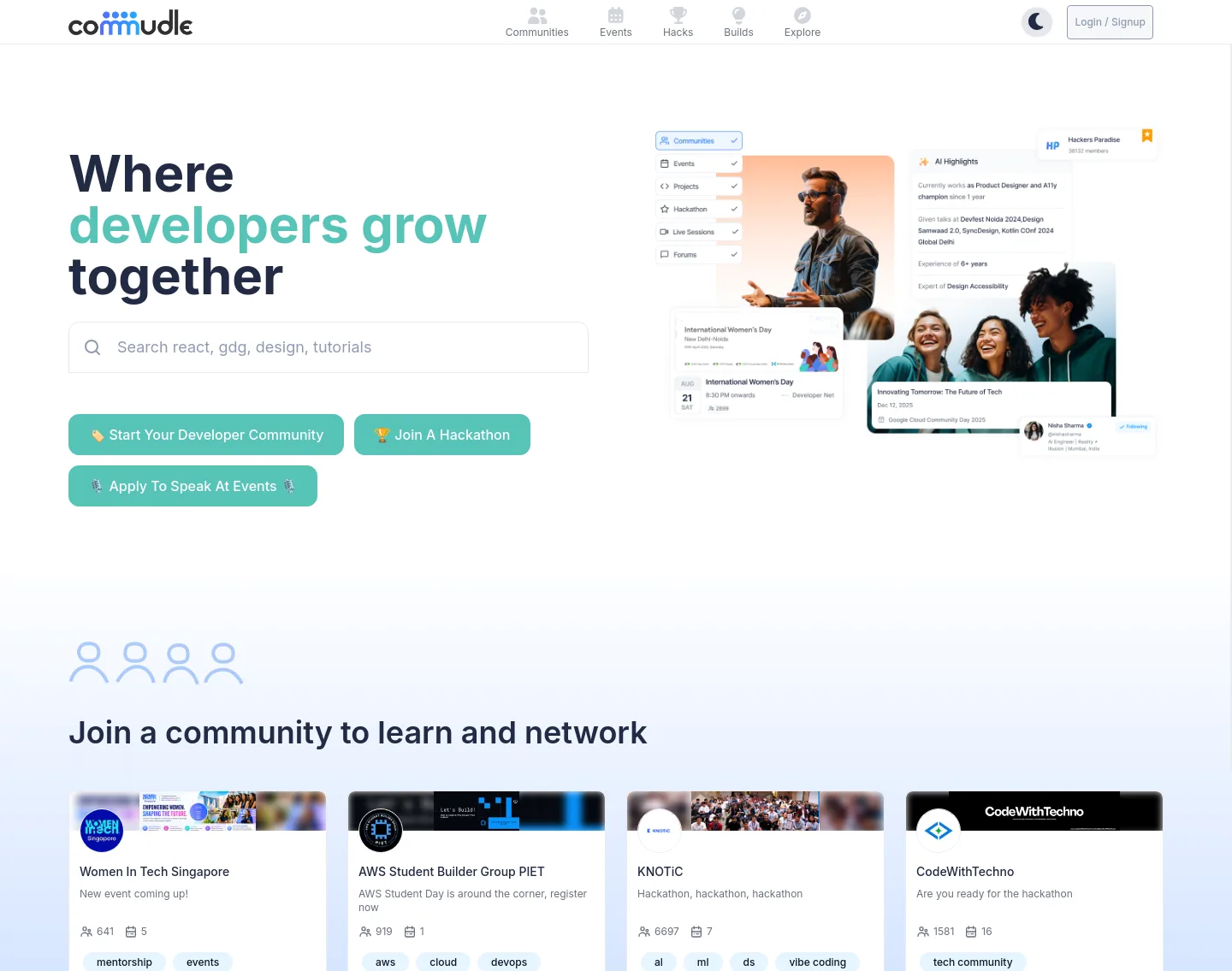 commudle.com — a measured funnel