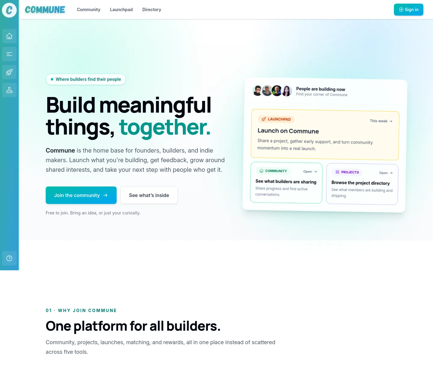 commune.build — a measured funnel