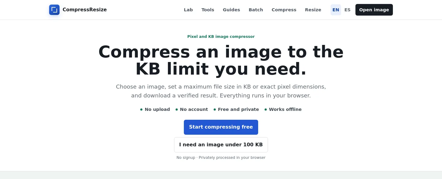 compressresize.pages.dev — a measured funnel