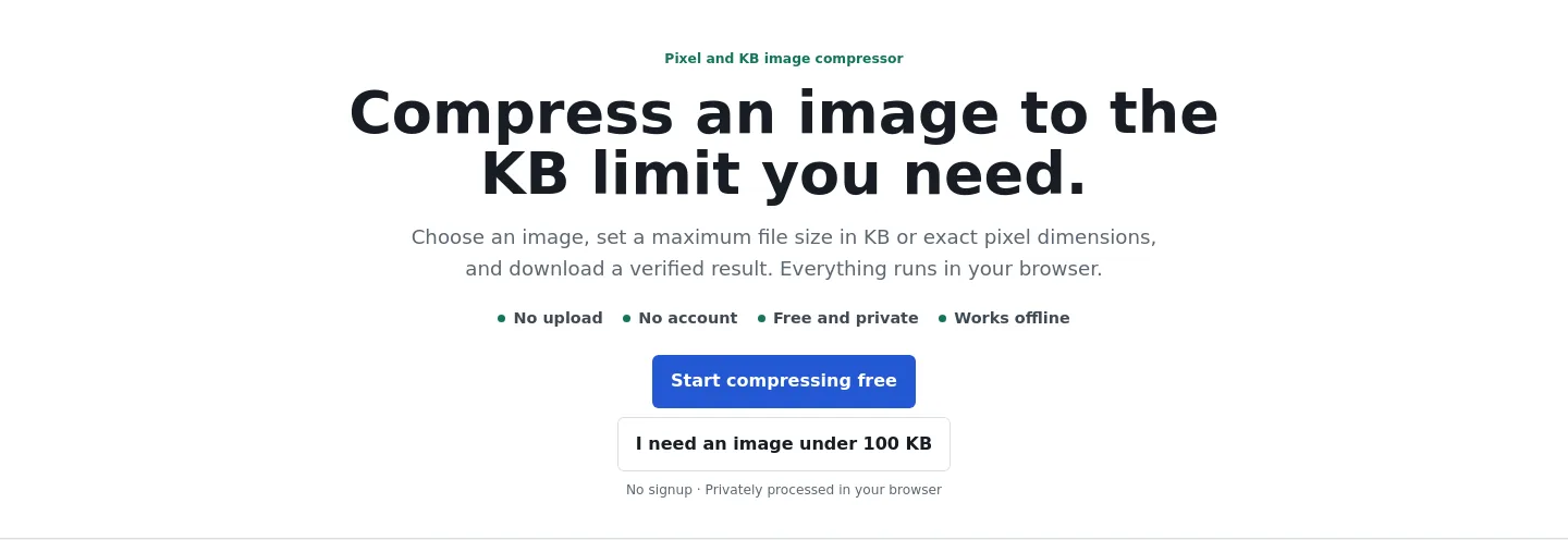 compressresize.pages.dev — a real Hero section