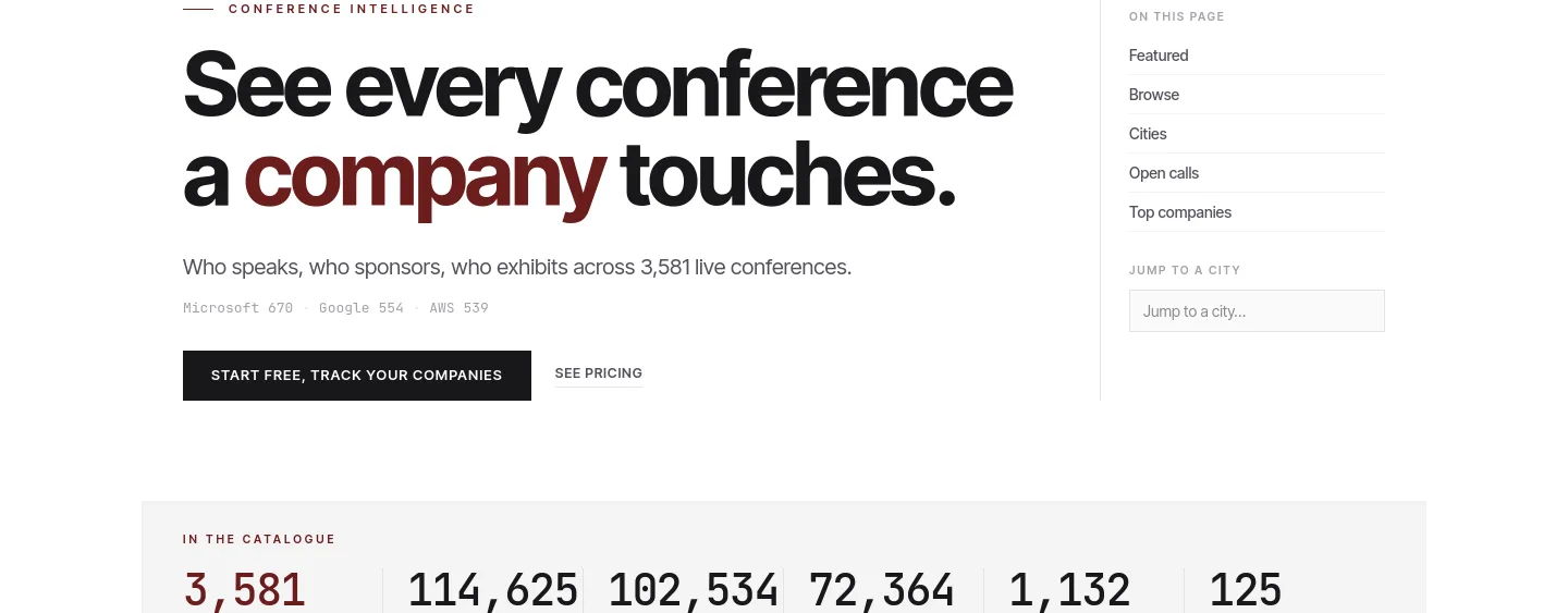 conferencegrid.com Hero section