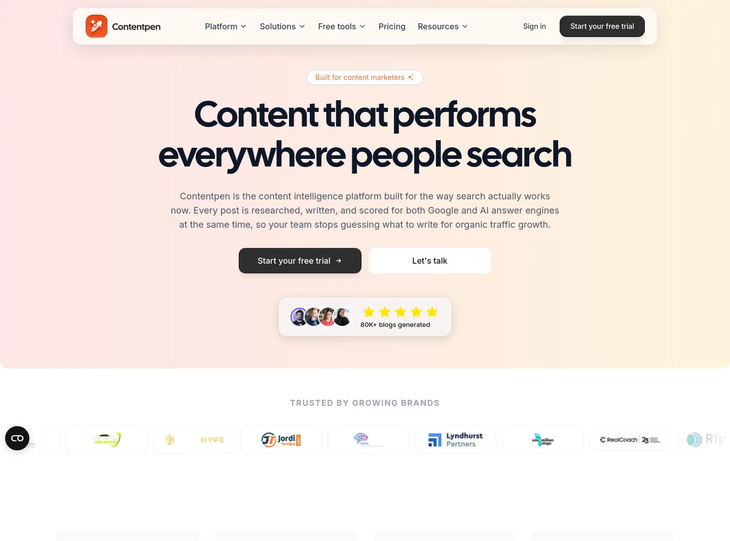 contentpen.ai Hero section