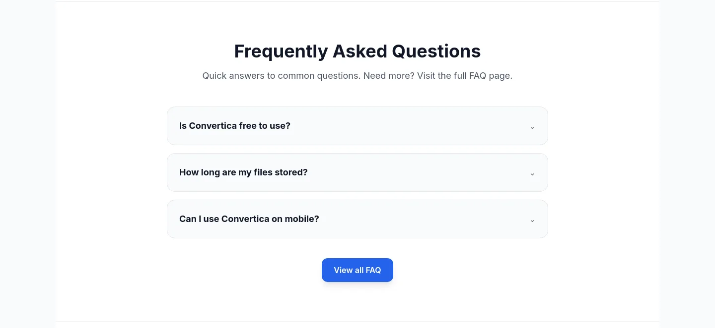 convertica.net FAQ section