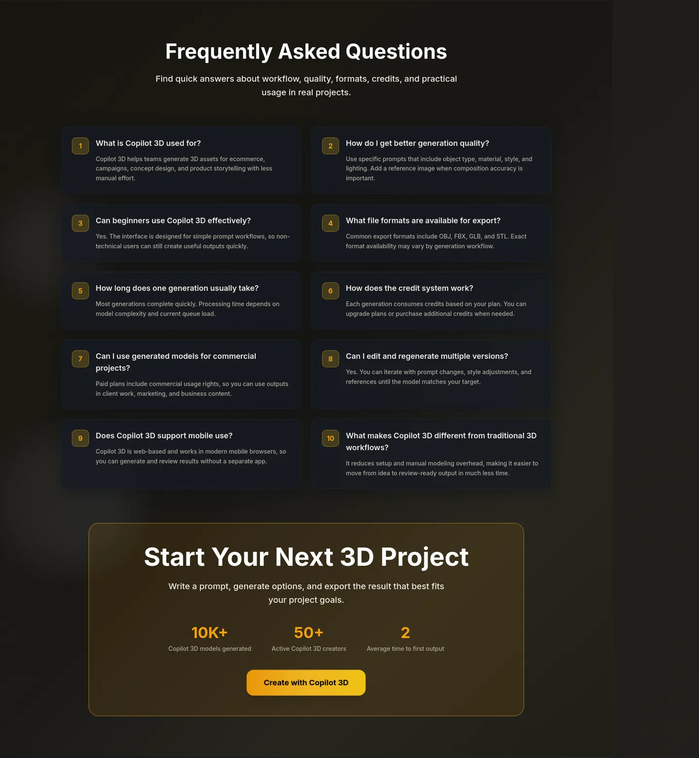 copilot3d.org — FAQ