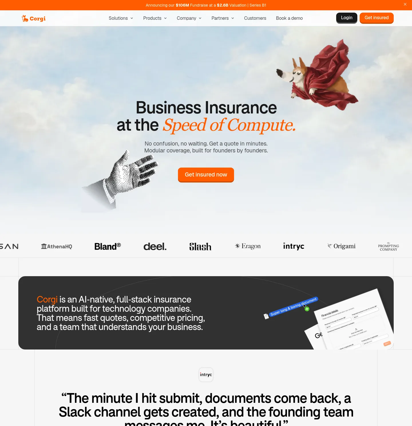 corgi.insure — a measured funnel