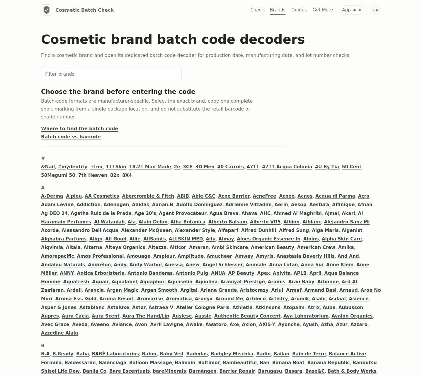 cosmeticbatchcheck.com — a measured funnel