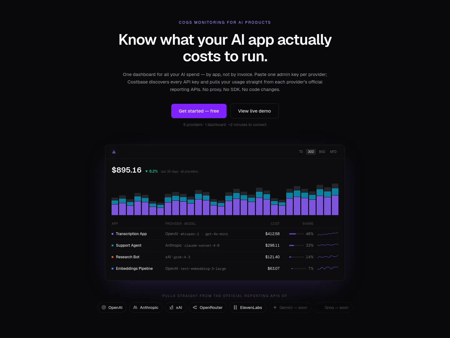 costbase.co Hero section