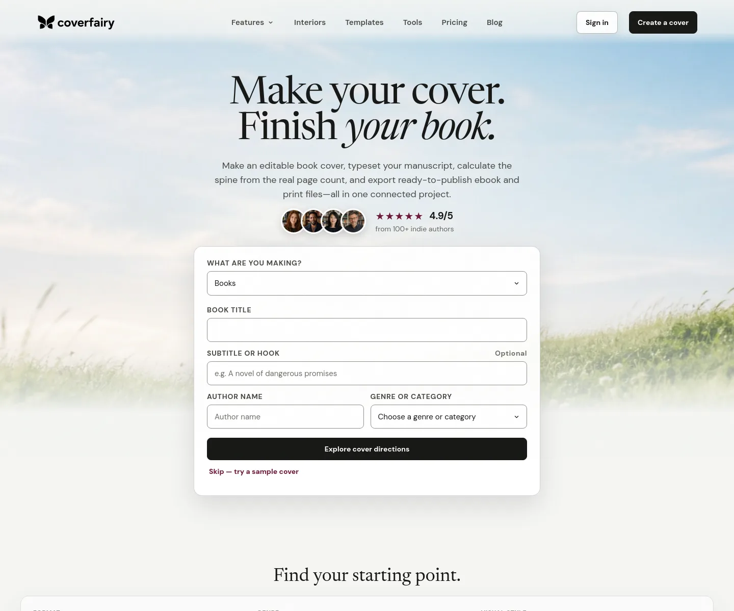coverfairy.com — a measured funnel